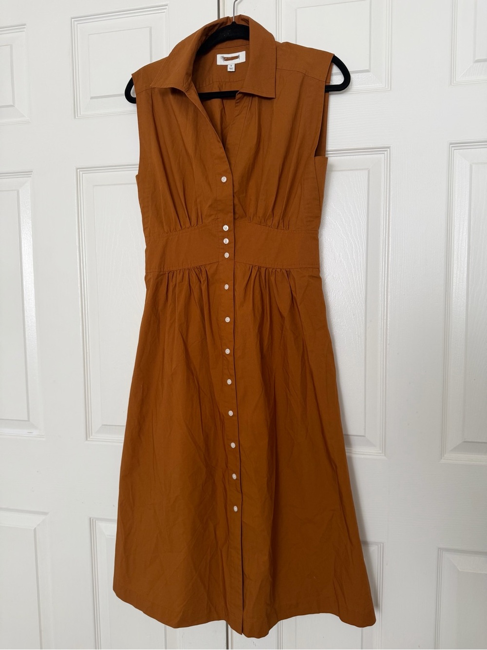 Athleta Sleeveless Button Down Maxi Dress in Rust